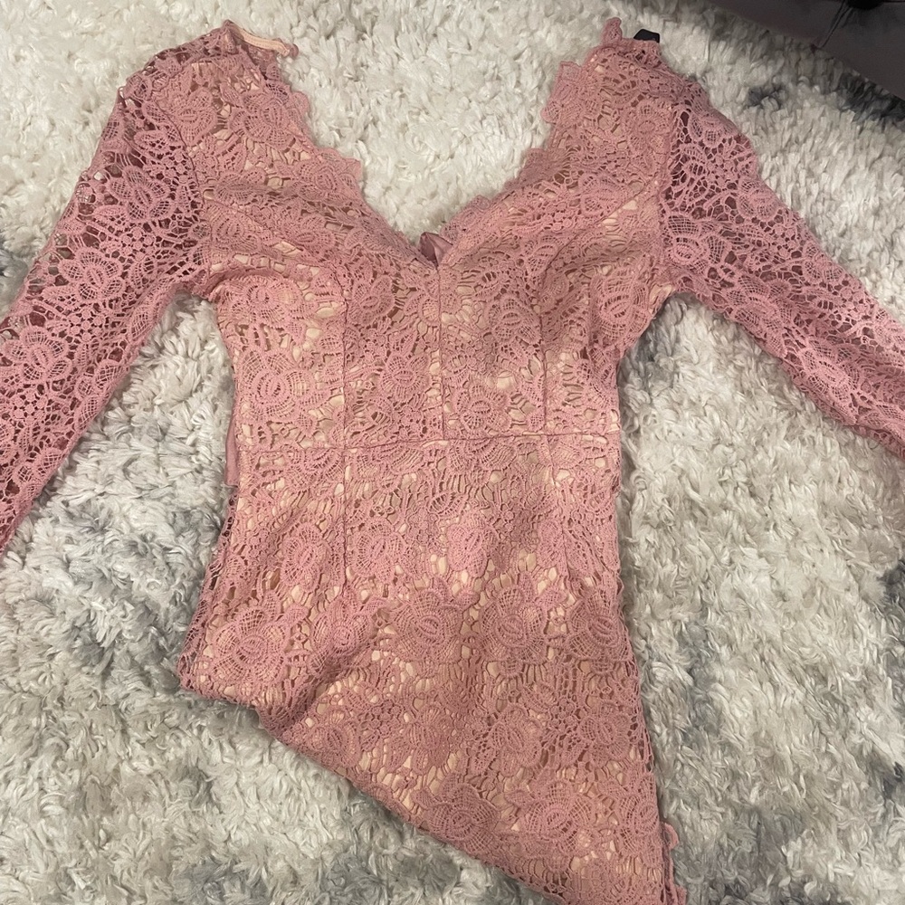Mauve Lace Mini Dress XS